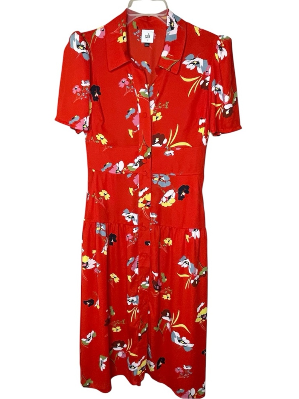 Cabi Red Floral Button-Front Women’s Dress Sz S - Picture 2 of 8